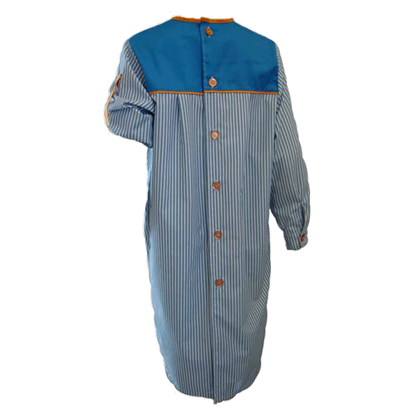 Bata educadora abertura traseira c/botão, m/comprida c/acessório reversível, tecido liso de 190 grms2 em conjugação c/ riscas ou padrão. ChildrenCare - Imagem de 2