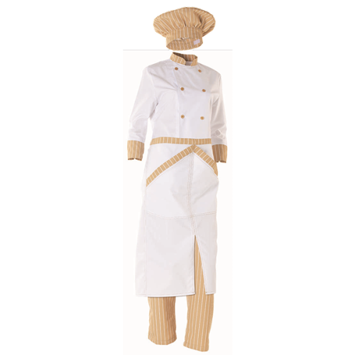 Jaleca de cozinha, c/ abertura frontal, (abetoa direito e esquerdo) (mangas 3/4), bolso canetas na manga esquerda.